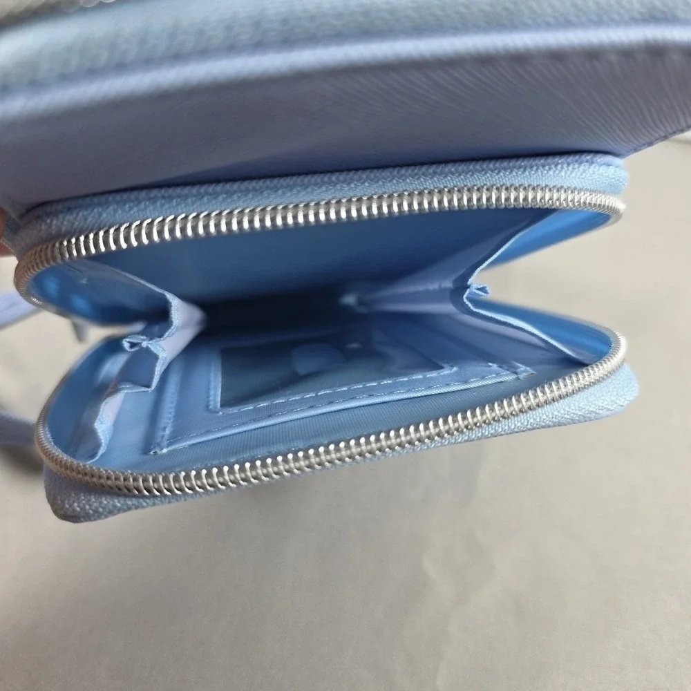 Light Blue Crossbody Shoulder Phone‎ Carrying Case Bag Purse